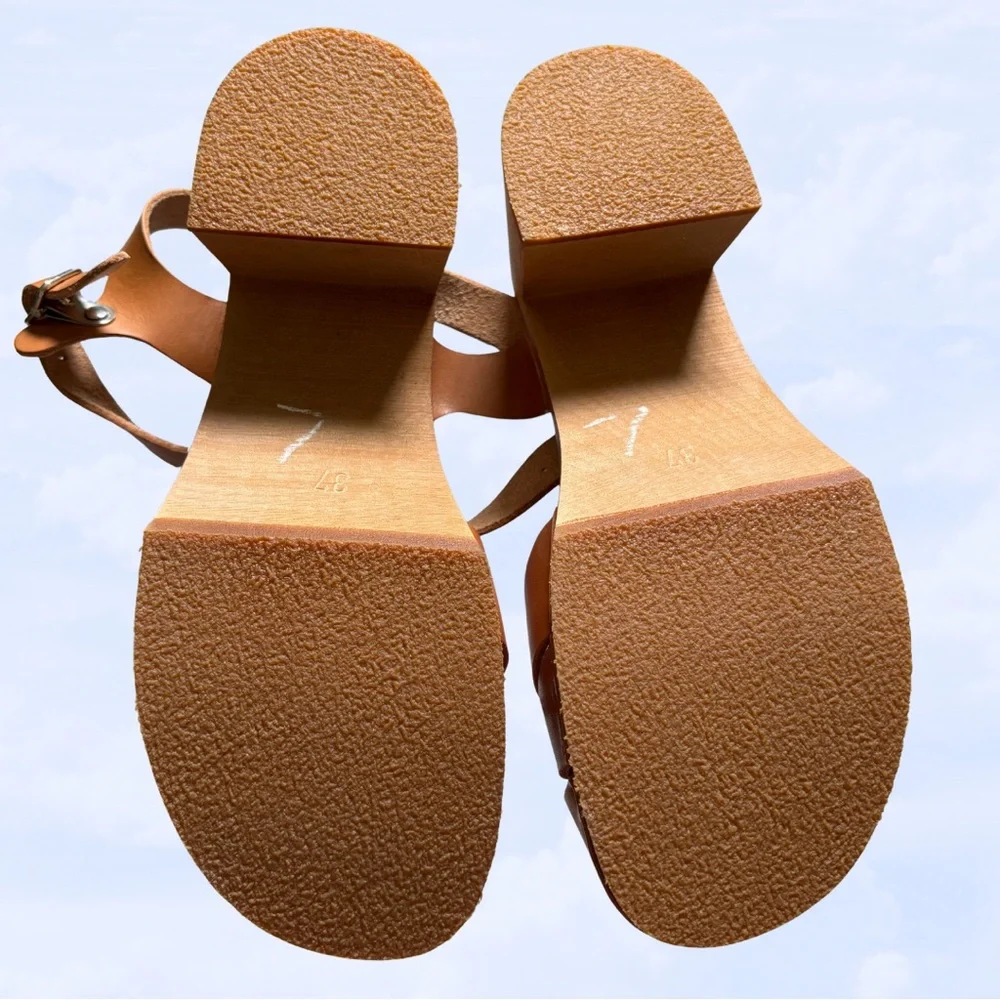 SWEDISH HASBEENS Clog Sandal 70s design EU 37/US 7 Buckled Mary Jane Leather - Picture 5 of 5